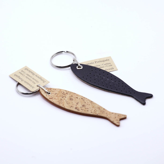 Natural Leather & Cork Keychain