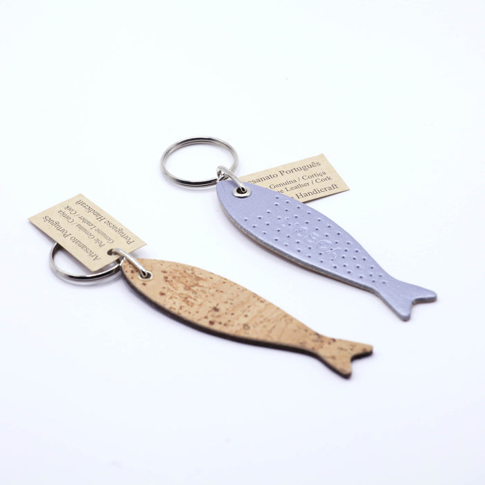 Natural Leather & Cork Keychain